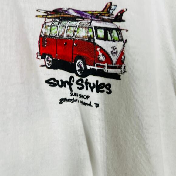 NEW! Surf Styles Surf Shop Galveston Island Short Sleeve Tee White - XL - Picture 4 of 6